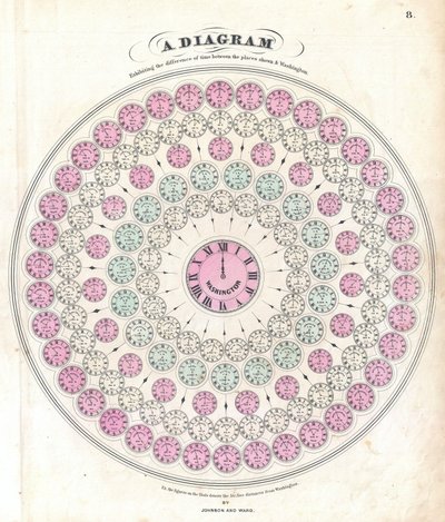 图表显示所显示的地点与华盛顿之间的时间差异 作者 阿尔文·杰维特·约翰逊（Alvin Jewett Johnson）